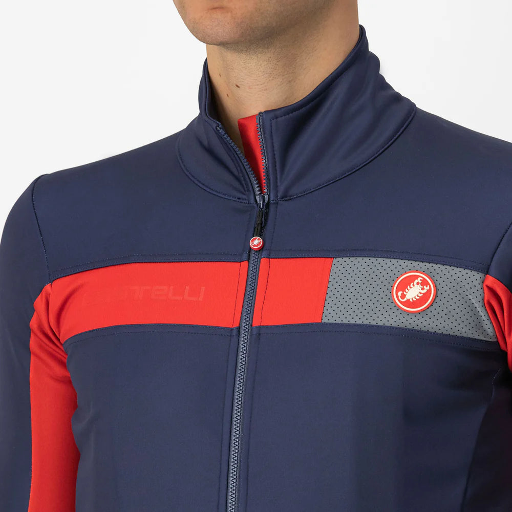 CASTELLI Mortirolo 6S Jacket - Belgian Blue / Red / Silver Reflex