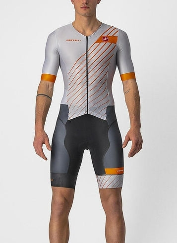 CASTELLI Free San Remo Men's SS Suit - Silver Gray / Brilliant Orange