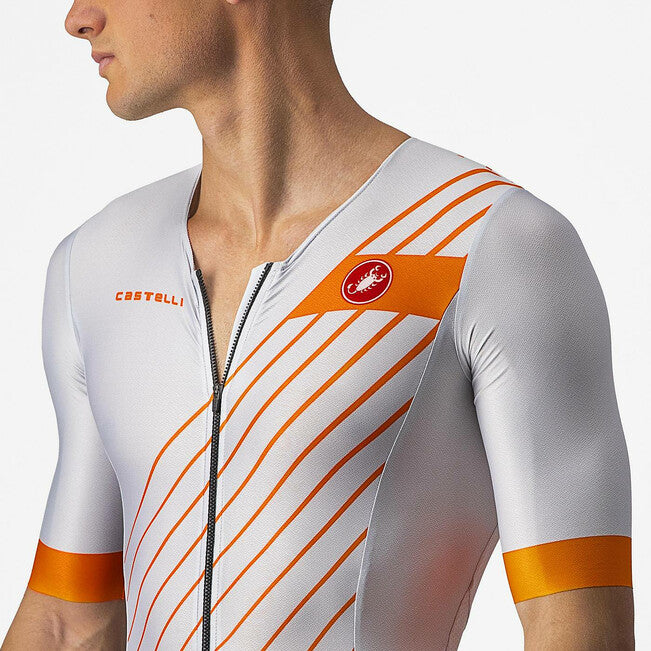 CASTELLI Free San Remo Men's SS Suit - Silver Gray / Brilliant Orange